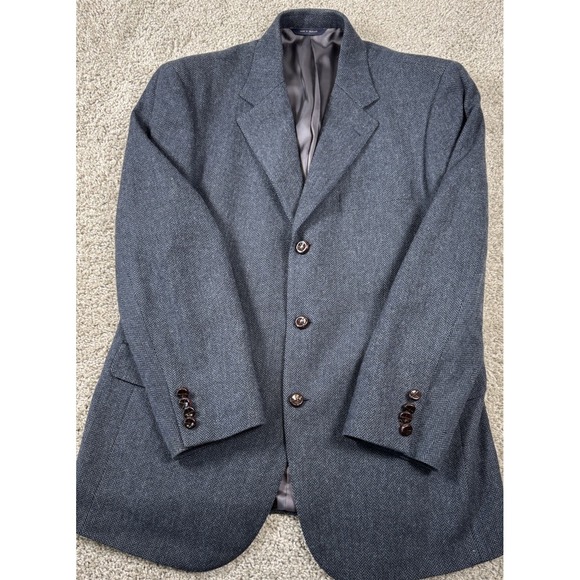 Brooks Brothers 1818 Madison Blazer Herringbone Lambswool Leather Button 42‎ - Picture 2 of 12